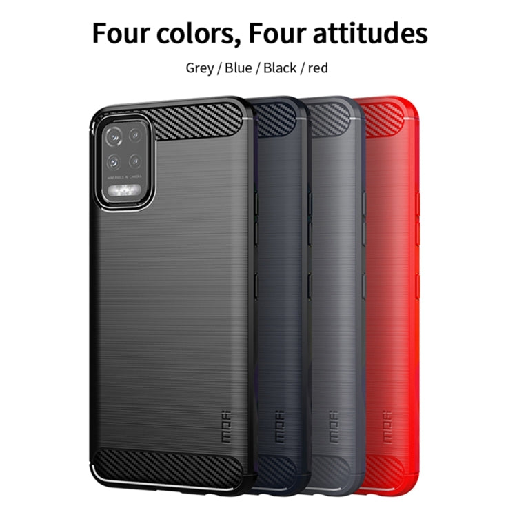 For LG K52 / K62 / K62+ / Q52 / Q62  MOFI Gentleness Brushed Carbon Fiber Soft TPU Case(Red) - LG by MOFI | Online Shopping South Africa | PMC Jewellery | Buy Now Pay Later Mobicred