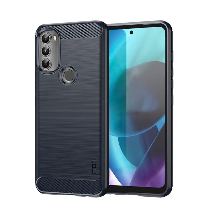 For Motorola Moto G71 5G MOFI Gentleness Brushed Carbon Fiber Soft TPU Case(Blue) - Motorola Cases by MOFI | Online Shopping South Africa | PMC Jewellery | Buy Now Pay Later Mobicred