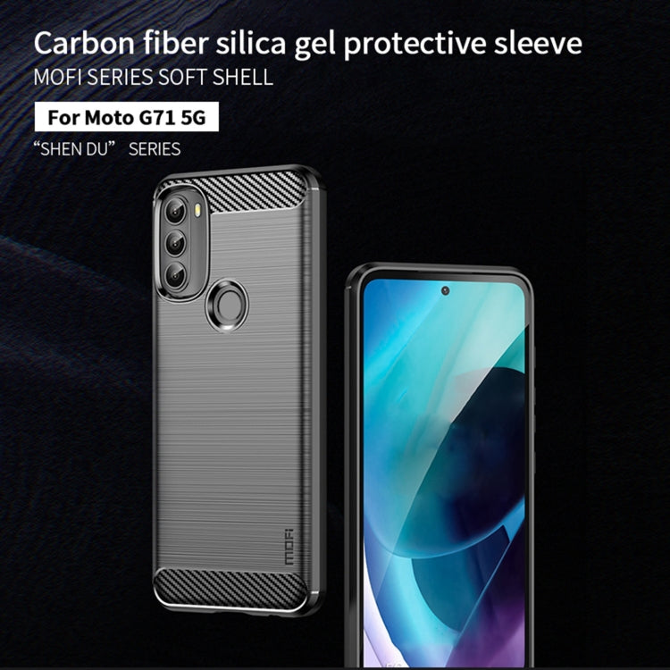 For Motorola Moto G71 5G MOFI Gentleness Brushed Carbon Fiber Soft TPU Case(Blue) - Motorola Cases by MOFI | Online Shopping South Africa | PMC Jewellery | Buy Now Pay Later Mobicred