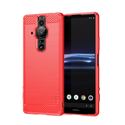 For Sony Xperia Pro-I MOFI Gentleness Brushed Carbon Fiber Soft TPU Case(Red) - Sony Cases by MOFI | Online Shopping South Africa | PMC Jewellery