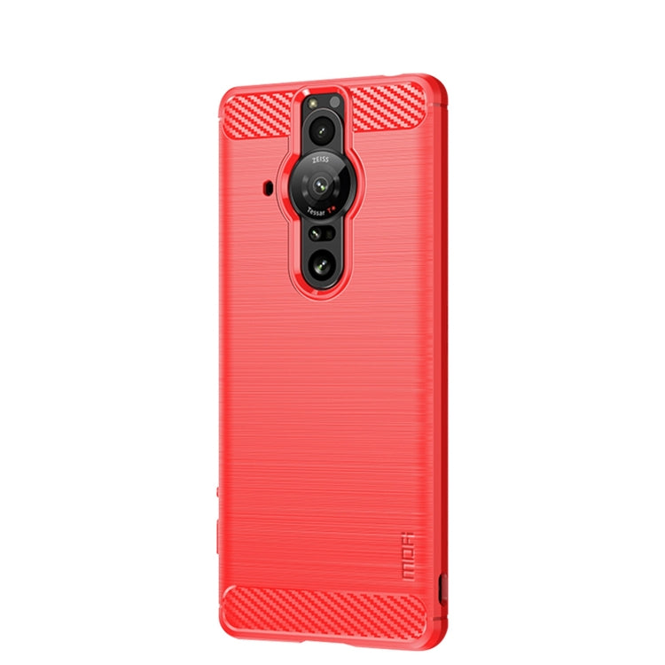 For Sony Xperia Pro-I MOFI Gentleness Brushed Carbon Fiber Soft TPU Case(Red) - Sony Cases by MOFI | Online Shopping South Africa | PMC Jewellery