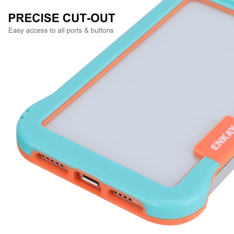 For iPhone 13 Pro ENKAY Frameless Hollow PC Case + Glass Film (Blue) - iPhone 13 Pro Cases by ENKAY | Online Shopping South Africa | PMC Jewellery | Buy Now Pay Later Mobicred