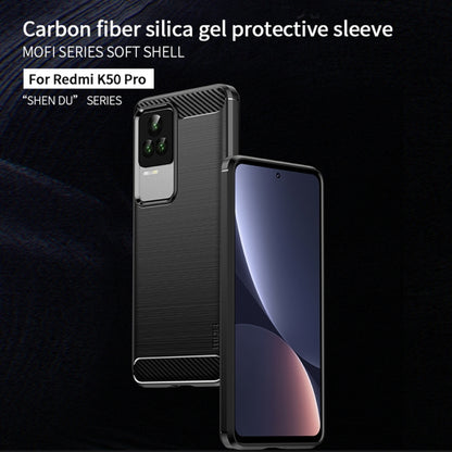 For Xiaomi Redmi K50 / K50 Pro MOFI Gentleness Brushed Carbon Fiber Soft TPU Case(Black) - Xiaomi Cases by MOFI | Online Shopping South Africa | PMC Jewellery | Buy Now Pay Later Mobicred