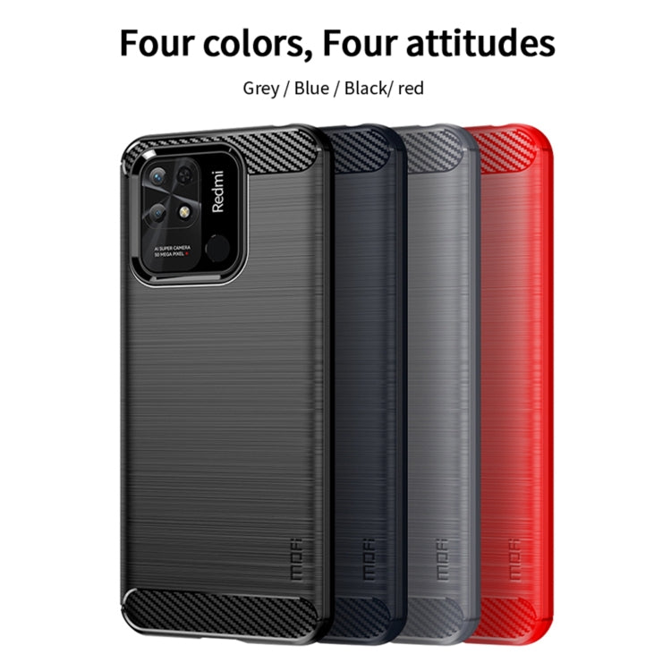 For Xiaomi Redmi 10C MOFI Gentleness Brushed Carbon Fiber Soft TPU Case(Red) - Xiaomi Cases by MOFI | Online Shopping South Africa | PMC Jewellery