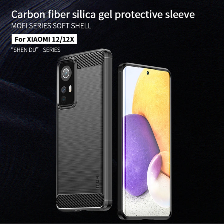 For Xiaomi 12 / 12X MOFI Gentleness Brushed Carbon Fiber Soft TPU Case(Gray) - Xiaomi Cases by MOFI | Online Shopping South Africa | PMC Jewellery