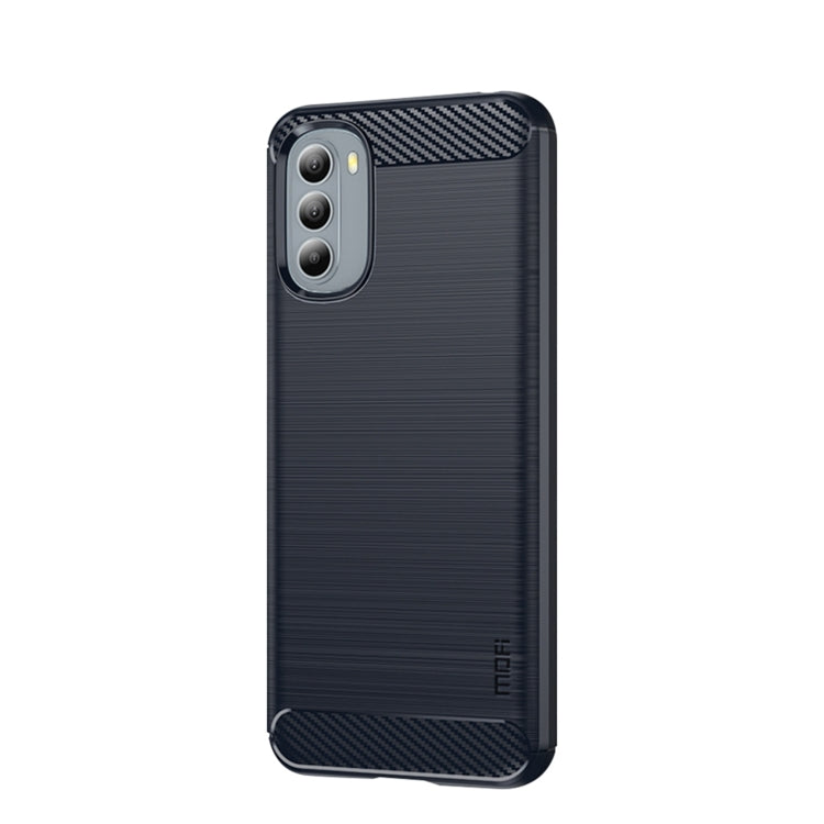 For Motorola Moto G31/G41 MOFI Gentleness Series Brushed Texture Carbon Fiber TPU Phone Case(Blue) - Motorola Cases by MOFI | Online Shopping South Africa | PMC Jewellery