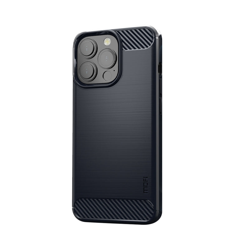 For iPhone 14 Pro MOFI Gentleness Brushed Texture Carbon Fiber TPU Phone Case (Blue) - iPhone 14 Pro Cases by MOFI | Online Shopping South Africa | PMC TechLife