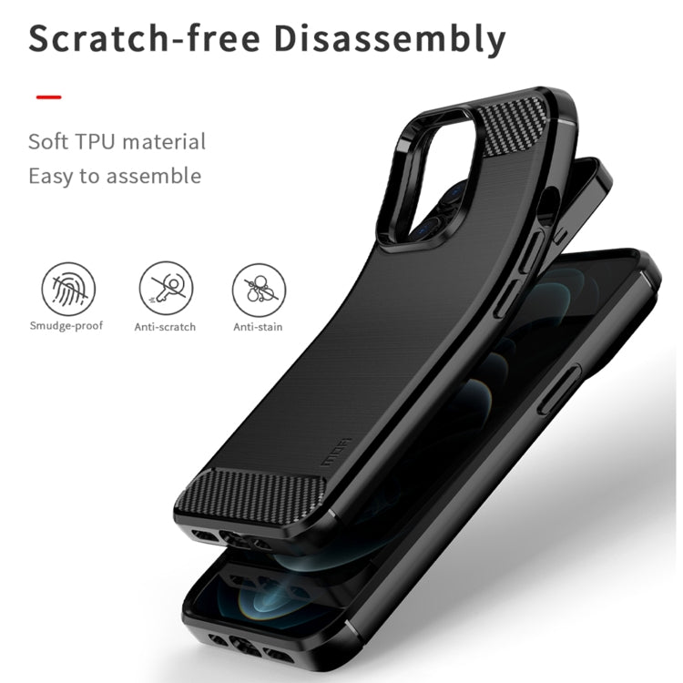 For iPhone 14 Pro MOFI Gentleness Brushed Texture Carbon Fiber TPU Phone Case (Gray) - iPhone 14 Pro Cases by MOFI | Online Shopping South Africa | PMC TechLife