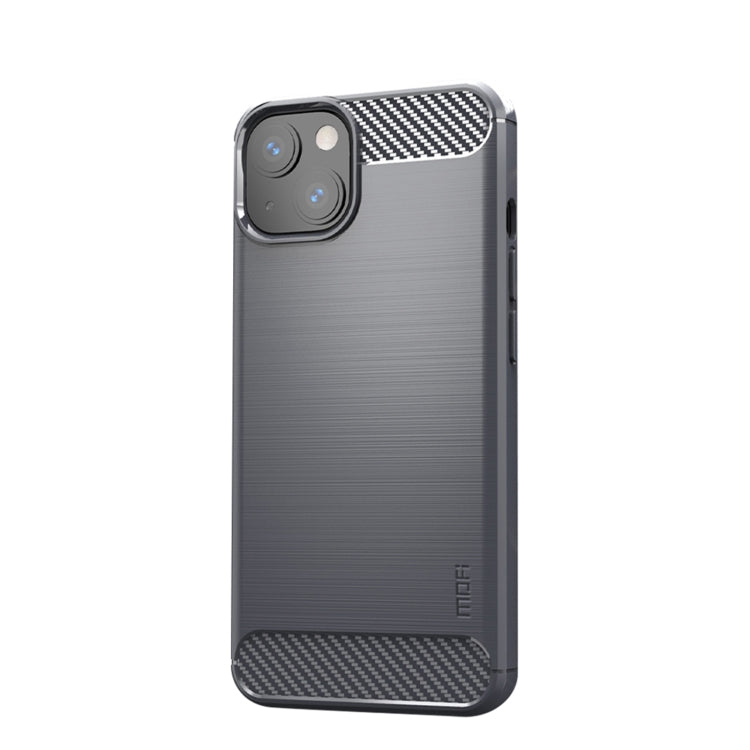 For iPhone 14 Plus MOFI Gentleness Brushed Texture Carbon Fiber TPU Phone Case  (Gray) - iPhone 14 Plus Cases by MOFI | Online Shopping South Africa | PMC TechLife