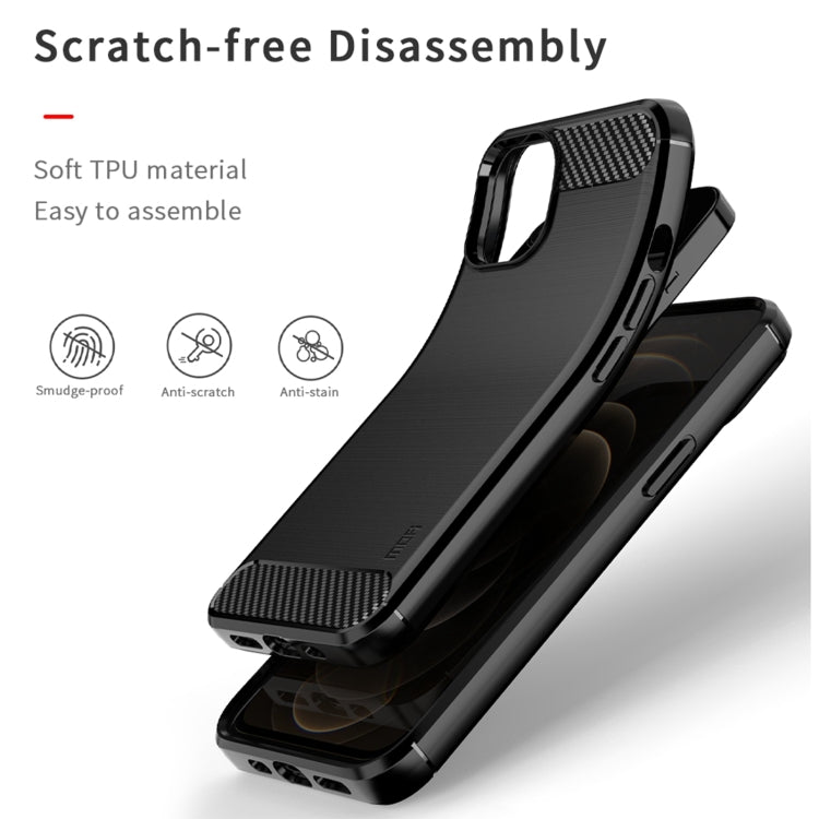 For iPhone 14 Plus MOFI Gentleness Brushed Texture Carbon Fiber TPU Phone Case  (Gray) - iPhone 14 Plus Cases by MOFI | Online Shopping South Africa | PMC TechLife