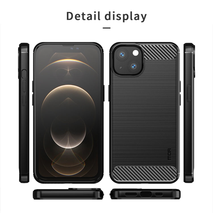For iPhone 14 Plus MOFI Gentleness Brushed Texture Carbon Fiber TPU Phone Case  (Gray) - iPhone 14 Plus Cases by MOFI | Online Shopping South Africa | PMC TechLife