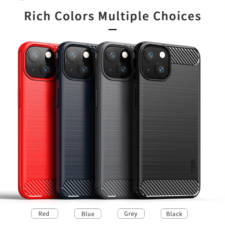 For iPhone 14 Plus MOFI Gentleness Brushed Texture Carbon Fiber TPU Phone Case  (Gray) - iPhone 14 Plus Cases by MOFI | Online Shopping South Africa | PMC TechLife