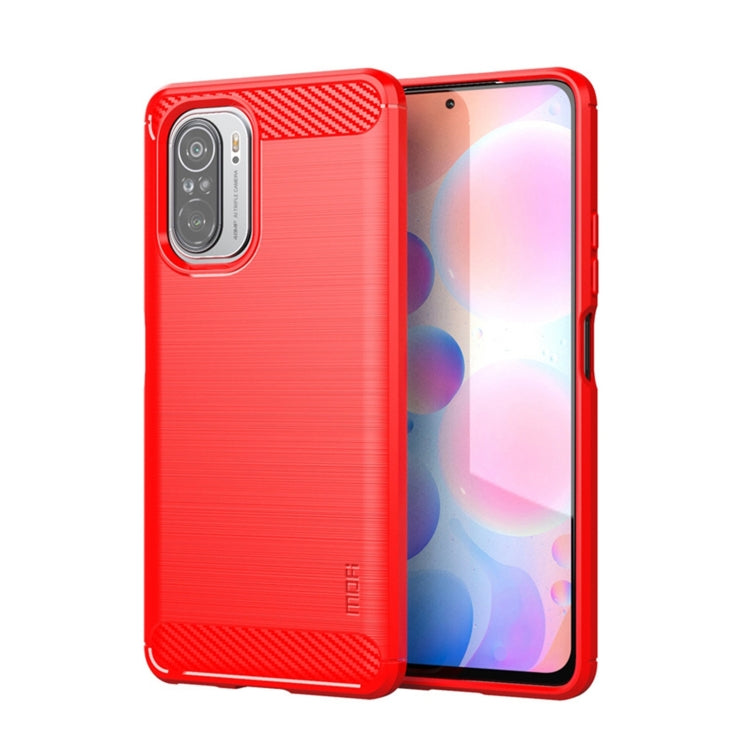 For Xiaomi Redmi Note 11T Pro 5G / 11T Pro Plus 5G MOFI Gentleness Series Brushed Texture Carbon Fiber Soft TPU Case(Red) -  by MOFI | Online Shopping South Africa | PMC Jewellery