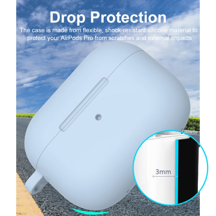 For Apple AirPods Pro 2 2022 ENKAY Thickened Silicone Protective Case with Keychain(Light Blue) - For AirPods Pro 2 by ENKAY | Online Shopping South Africa | PMC Jewellery | Buy Now Pay Later Mobicred