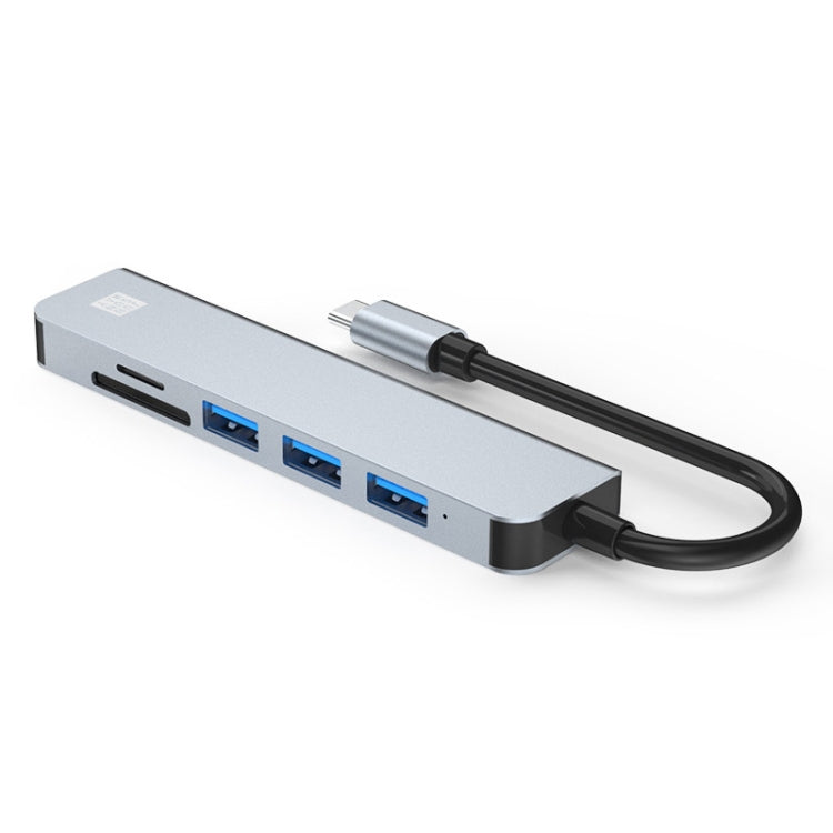 JUNSUNMAY 6 in 1 Type-C to 4K HDMI Docking Station Adapter USB-C Hub SD/TF Card Reader - USB HUB by JUNSUNMAY | Online Shopping South Africa | PMC Jewellery | Buy Now Pay Later Mobicred