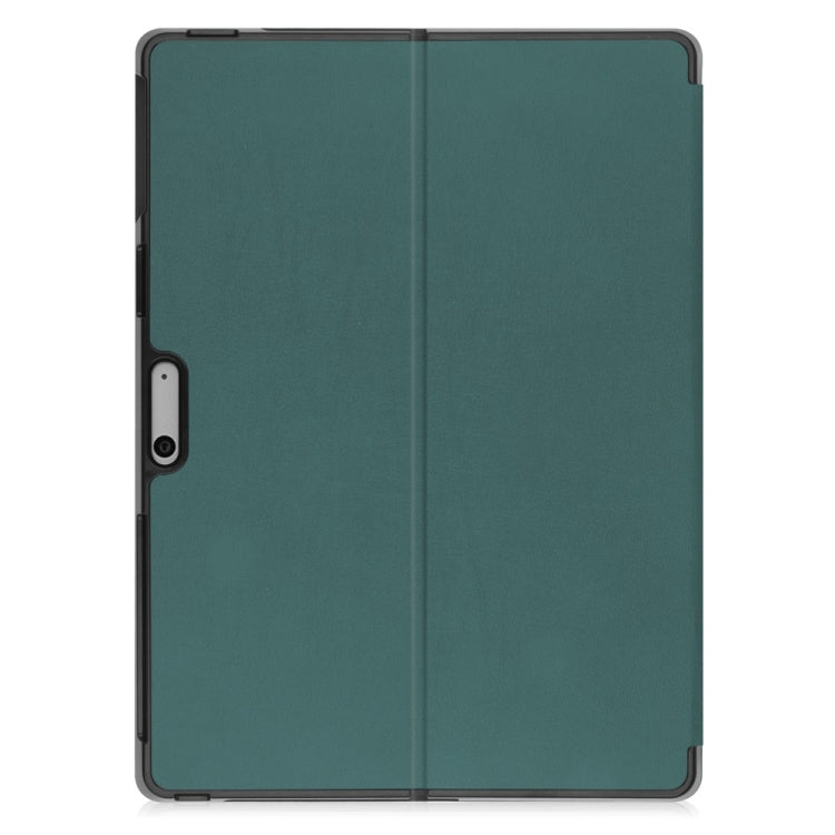 For Microsoft Surface Pro 9 JUNSUNMAY Custer Solid Color 3-Fold Stand Leather Tablet Case(Dark Green) - Microsoft by JUNSUNMAY | Online Shopping South Africa | PMC Jewellery