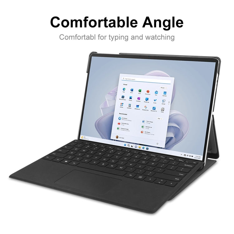 For Microsoft Surface Pro 9 JUNSUNMAY Custer Solid Color 3-Fold Stand Leather Tablet Case(Dark Green) - free shipping - PMC TechLife - Order now!