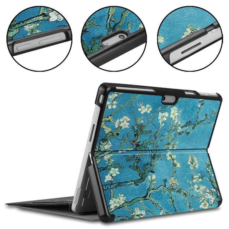 For Microsoft Surface Pro 9 JUNSUNMAY Custer Painted 3-Fold Stand Leather Tablet Case(Apricot Flower) - Microsoft by JUNSUNMAY | Online Shopping South Africa | PMC Jewellery | Buy Now Pay Later Mobicred