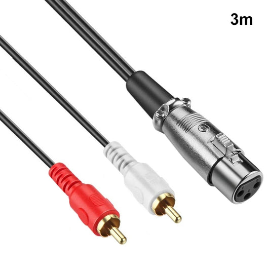 JUNSUNMAY 2 RCA Male to XLR Female Stereo Audio Cable, Cable Length:3m - RCA Cable by JUNSUNMAY | Online Shopping South Africa | PMC Jewellery | Buy Now Pay Later Mobicred