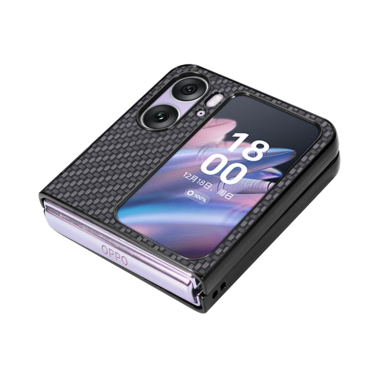 For OPPO Find N2 Flip Carbon Fiber Texture Leather Back Cover Phone Case(Black) - Find N2 Flip Cases by PMC Jewellery | Online Shopping South Africa | PMC Jewellery