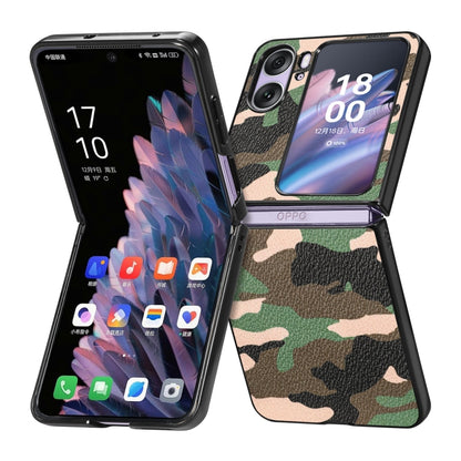 For OPPO Find N2 Flip Camouflage Leather Back Cover Phone Case(Green) - Find N2 Flip Cases by PMC Jewellery | Online Shopping South Africa | PMC Jewellery