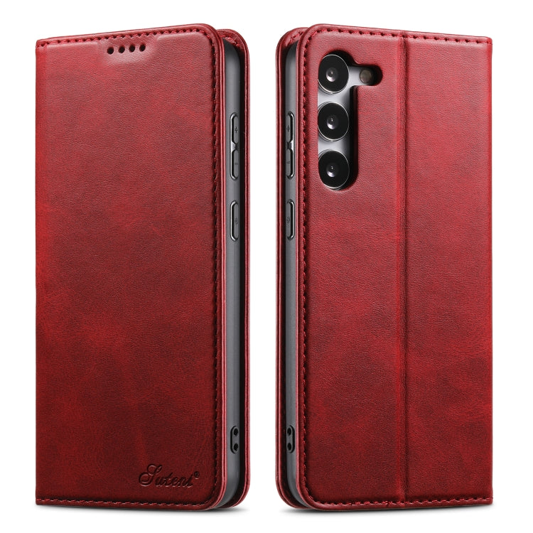 For Samsung Galaxy S24 5G Suteni Calf Texture Horizontal Flip Leather Phone Case(Red) - Galaxy S24 5G Cases by Suteni | Online Shopping South Africa | PMC Jewellery | Buy Now Pay Later Mobicred