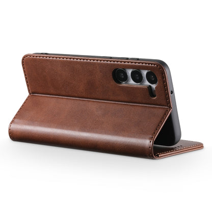 For Samsung Galaxy S24+ 5G Suteni Calf Texture Horizontal Flip Leather Phone Case(Brown) - Galaxy S24+ 5G Cases by Suteni | Online Shopping South Africa | PMC Jewellery | Buy Now Pay Later Mobicred