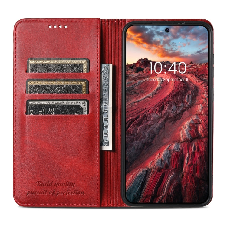 For Samsung Galaxy S24 Ultra 5G Suteni Calf Texture Horizontal Flip Leather Phone Case(Red) - Galaxy S24 Ultra 5G Cases by Suteni | Online Shopping South Africa | PMC Jewellery | Buy Now Pay Later Mobicred