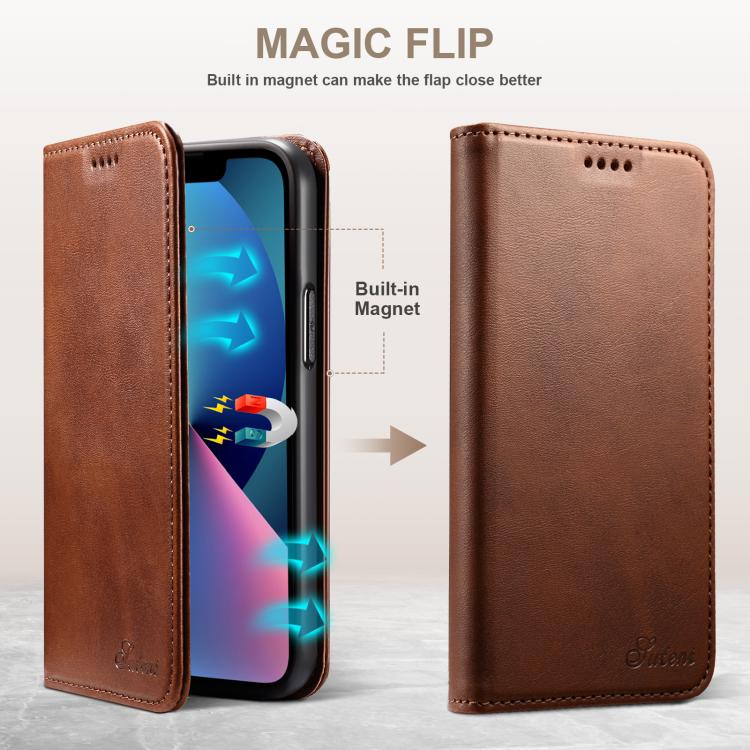 For Samsung Galaxy S25+ 5G Suteni Calf Texture Horizontal Flip Leather Phone Case(Brown) - Galaxy S25+ 5G Cases by Suteni | Online Shopping South Africa | PMC Jewellery | Buy Now Pay Later Mobicred