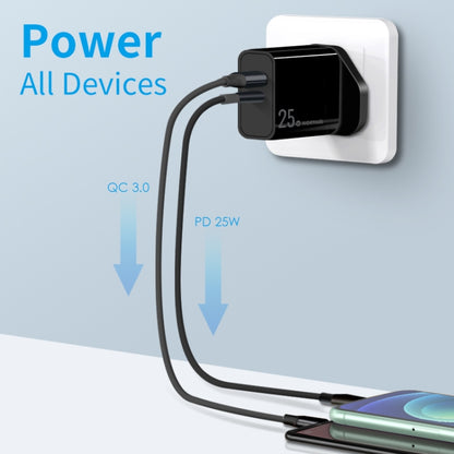 NORTHJO NOPD2502 PD 25W USB-C/Type-C + QC 3.0 USB Dual Ports Fast Charger, Plug Type:UK Plug(Black) - USB Charger by NORTHJO | Online Shopping South Africa | PMC Jewellery | Buy Now Pay Later Mobicred