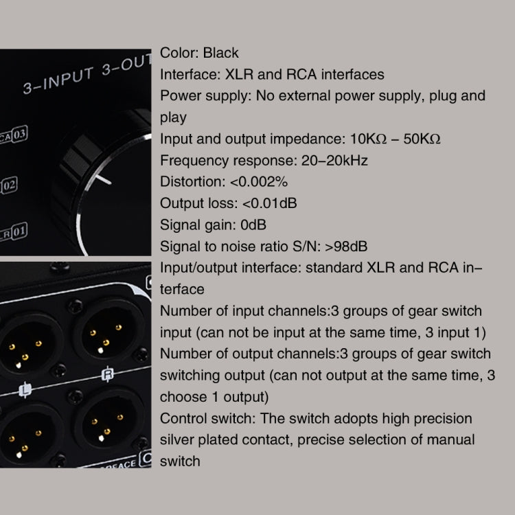 B033 3 Input To 3 Output Fully Balanced XLR Signal Passive Stereo Selector Switch Switcher -  by PMC TechLife | Online Shopping South Africa | PMC TechLife | Buy Now Pay Later Mobicred