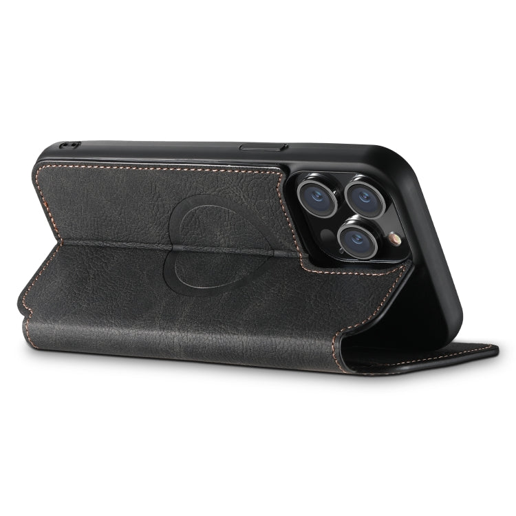 For iPhone 12/12 Pro Suteni J06 Retro Matte Litchi Texture Leather Magnetic Magsafe Phone Case(Black) - iPhone 12 / 12 Pro Cases by Suteni | Online Shopping South Africa | PMC Jewellery | Buy Now Pay Later Mobicred