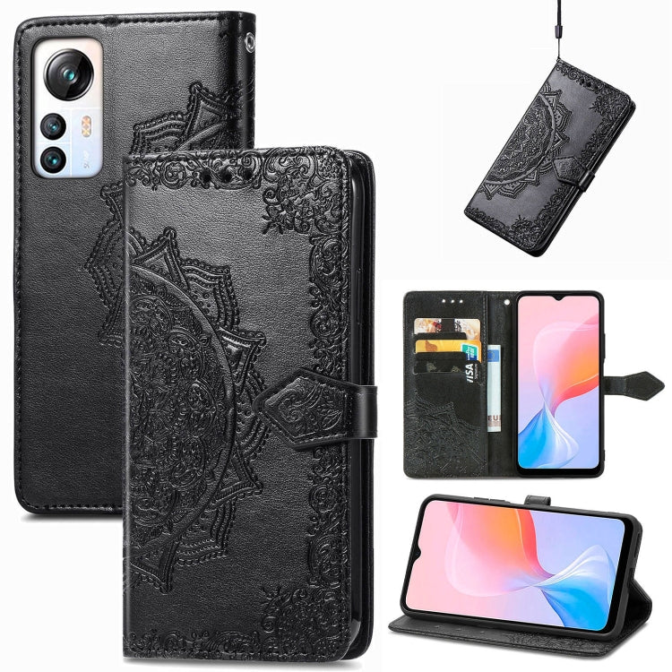 For Blackview A85 Mandala Flower Embossed Leather Phone Case(Black) - More Brand by PMC Jewellery | Online Shopping South Africa | PMC Jewellery | Buy Now Pay Later Mobicred