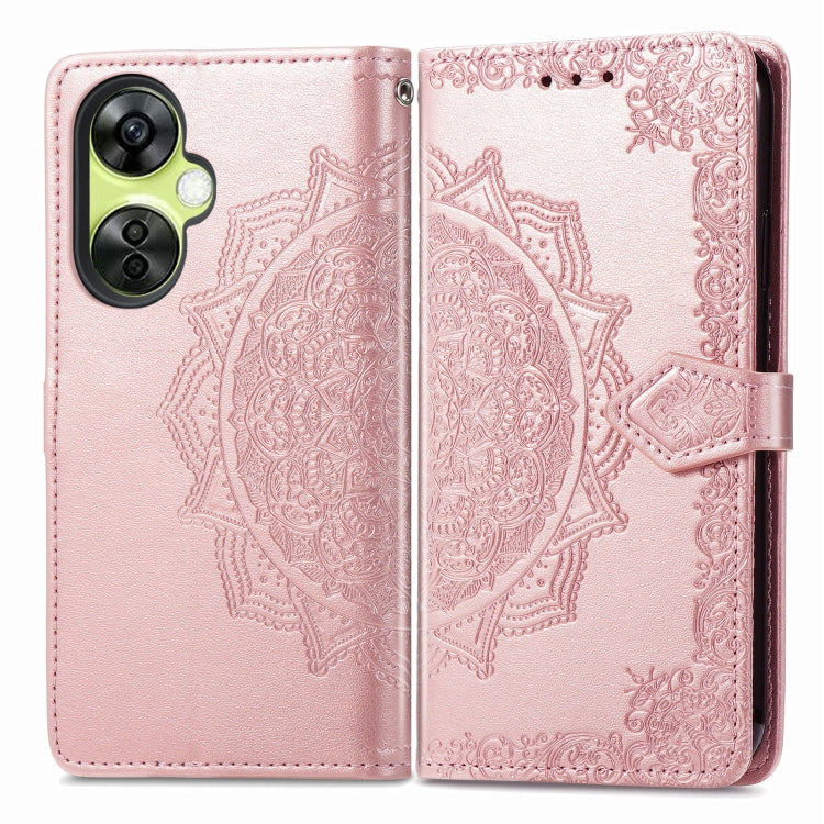 For OnePlus Nord CE 3 Lite Mandala Flower Embossed Leather Phone Case(Rose Gold) - OnePlus Cases by PMC Jewellery | Online Shopping South Africa | PMC Jewellery | Buy Now Pay Later Mobicred