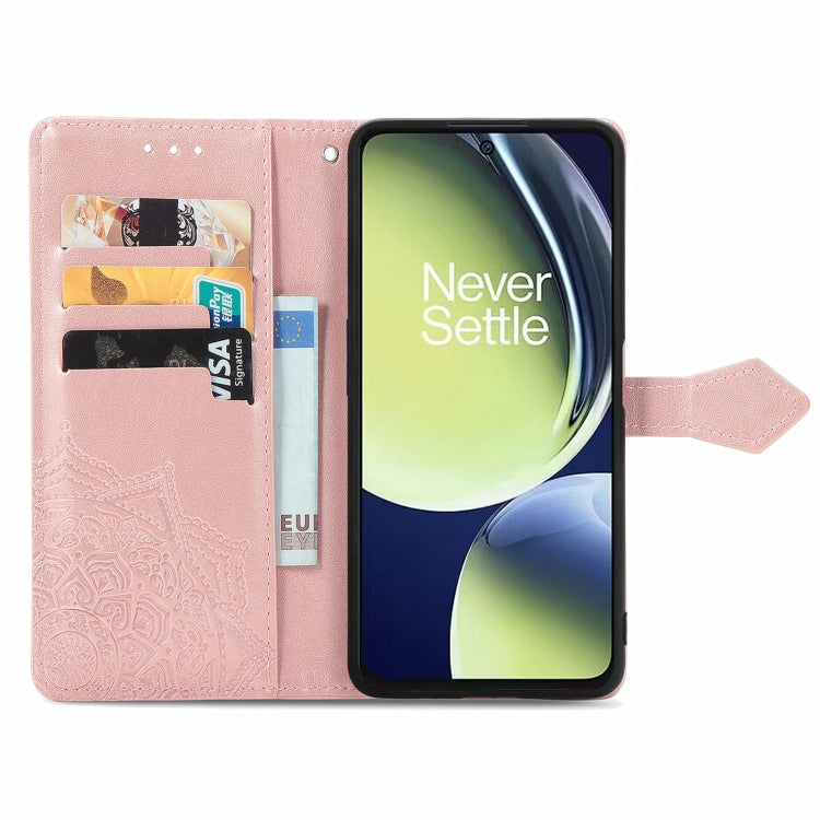 For OnePlus Nord CE 3 Lite Mandala Flower Embossed Leather Phone Case(Rose Gold) - OnePlus Cases by PMC Jewellery | Online Shopping South Africa | PMC Jewellery | Buy Now Pay Later Mobicred