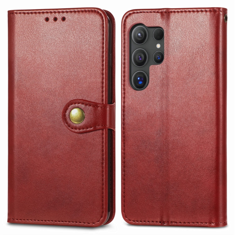 For Samsung Galaxy S25+ 5G Retro Solid Color Buckle Leather Phone Case(Red) - Galaxy S25+ 5G Cases by PMC Jewellery | Online Shopping South Africa | PMC Jewellery | Buy Now Pay Later Mobicred