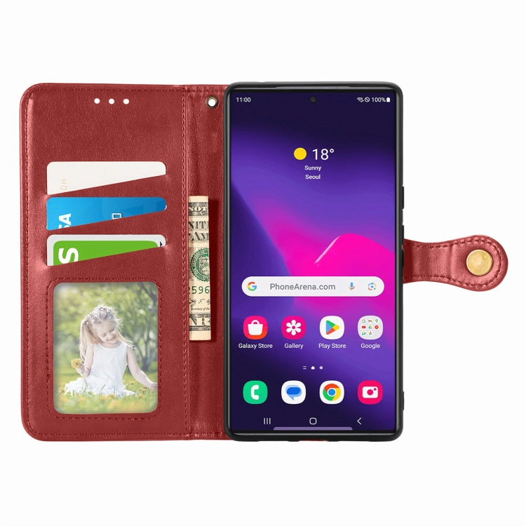 For Samsung Galaxy S25 5G Retro Solid Color Buckle Leather Phone Case(Red) - Galaxy S25 5G Cases by PMC Jewellery | Online Shopping South Africa | PMC Jewellery | Buy Now Pay Later Mobicred