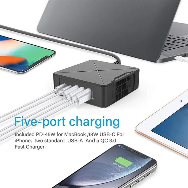 PD-75 Desktop PD Type-C USB QC 3.0 Fast Mobile Phone Charging Station Multifunctional Wireless Charger(US Plug) - Multifunction Charger by PMC Jewellery | Online Shopping South Africa | PMC Jewellery | Buy Now Pay Later Mobicred