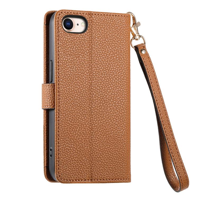 For iPhone 16e Love Zipper Lanyard Leather Phone Case(Brown) - iPhone 16e Cases by PMC TechLife | Online Shopping South Africa | PMC TechLife | Buy Now Pay Later Mobicred