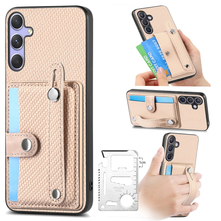 For Samsung Galaxy S25+ 5G Wristband Kickstand Wallet Back Phone Case with Tool Knife(Khaki) - Galaxy S25+ 5G Cases by PMC Jewellery | Online Shopping South Africa | PMC Jewellery | Buy Now Pay Later Mobicred