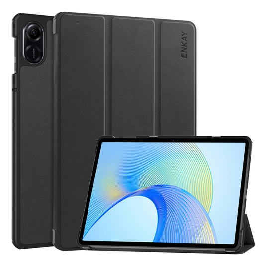 For Honor Pad Pad X8 Pro / X9 11.5 ENKAY Tri-fold Custer Texture Leather Smart Tablet Case(Black) - Honor Cases by ENKAY | Online Shopping South Africa | PMC Jewellery | Buy Now Pay Later Mobicred