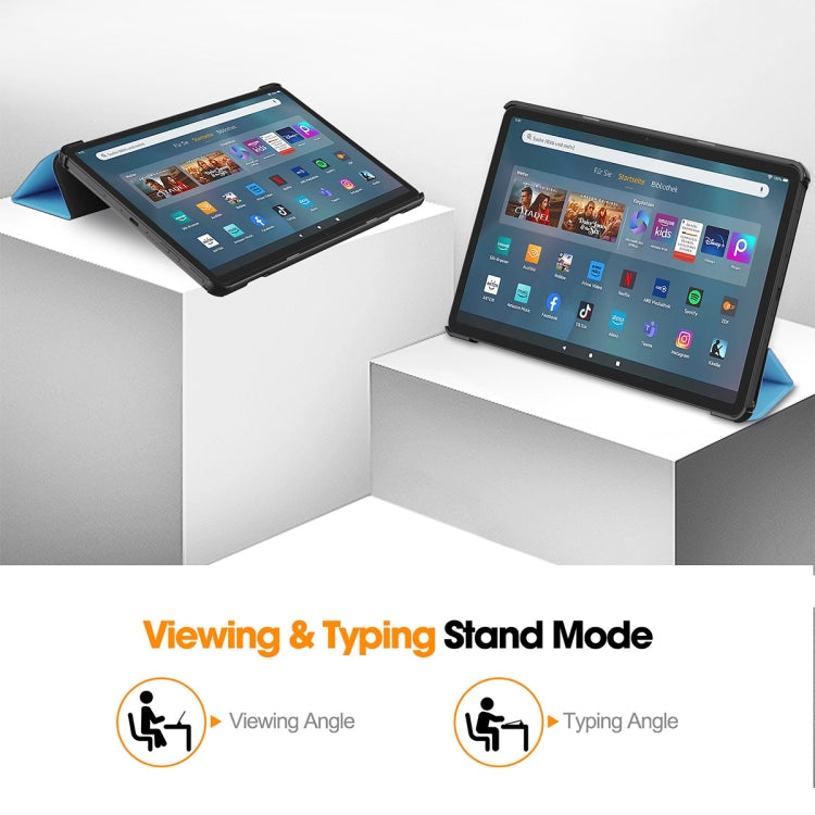 For Amazon Fire Max 11 ENKAY Tri-fold Custer Texture Leather Smart Tablet Case(Dark Green) - Amazon by ENKAY | Online Shopping South Africa | PMC TechLife | Buy Now Pay Later Mobicred