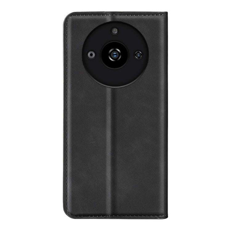 For Realme 11 Retro-skin Magnetic Suction Leather Phone Case(Black) - Realme Cases by PMC Jewellery | Online Shopping South Africa | PMC Jewellery | Buy Now Pay Later Mobicred