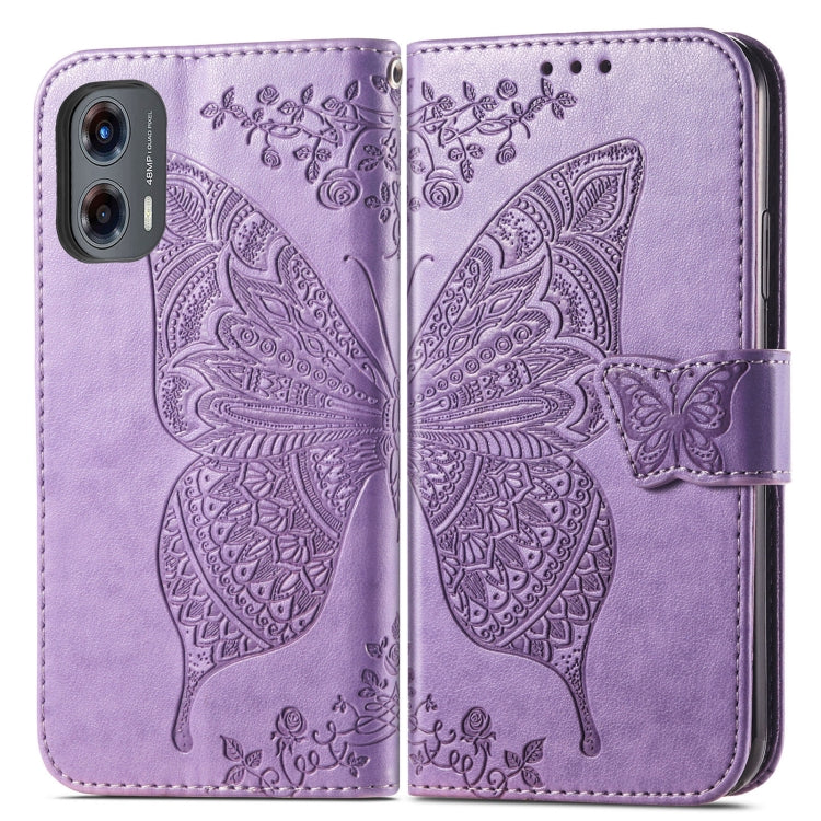 For Motorola Moto G Stylus 5G 2024 Butterfly Love Flower Embossed Leather Phone Case(Light Purple) - Motorola Cases by PMC Jewellery | Online Shopping South Africa | PMC Jewellery | Buy Now Pay Later Mobicred