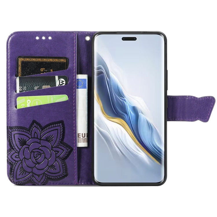 For Honor Magic6 Pro Butterfly Love Flower Embossed Leather Phone Case(Dark Purple) - Honor Cases by PMC Jewellery | Online Shopping South Africa | PMC Jewellery | Buy Now Pay Later Mobicred