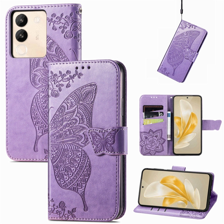 For vivo X100 Butterfly Love Flower Embossed Leather Phone Case(Lavender) - X100 Cases by imak | Online Shopping South Africa | PMC Jewellery | Buy Now Pay Later Mobicred