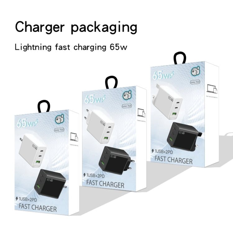 GaN PD65W Type-C x 2 + USB3.0 Laptop Adapter ,US Plug(Black) - free shipping - PMC Jewellery - Order now!