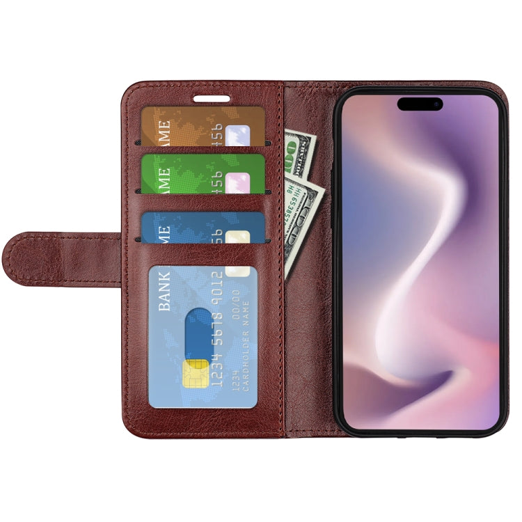 For iPhone 16 Pro R64 Texture Horizontal Flip Leather Phone Case(Brown) - iPhone 16 Pro Cases by PMC TechLife | Online Shopping South Africa | PMC TechLife | Buy Now Pay Later Mobicred