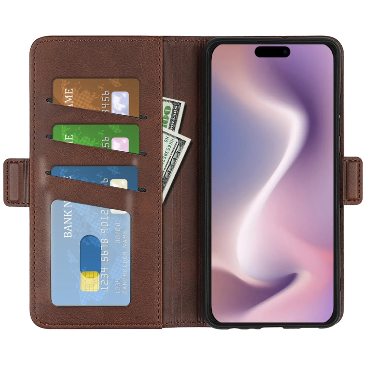For iPhone 16 Pro Dual-side Magnetic Buckle Horizontal Flip Leather Phone Case(Brown) - iPhone 16 Pro Cases by PMC TechLife | Online Shopping South Africa | PMC TechLife | Buy Now Pay Later Mobicred