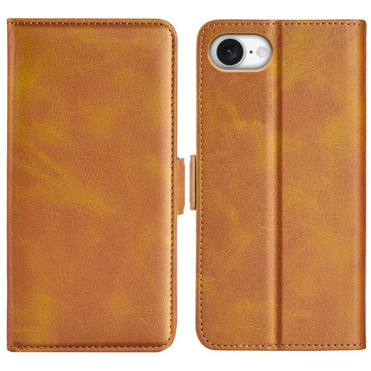 For iPhone 16e Dual-side Magnetic Buckle Horizontal Flip Leather Phone Case(Yellow) - iPhone 16e Cases by PMC Jewellery | Online Shopping South Africa | PMC Jewellery | Buy Now Pay Later Mobicred